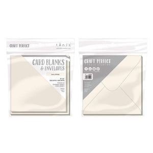 Craft Perfect - 10 Card Blanks & Envelopes - Ivory White - 6" x 6"- 9292e - tonicstudios