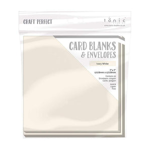 Craft Perfect - 10 Card Blanks & Envelopes - Ivory White - 7" x 7"- 9303E - tonicstudios