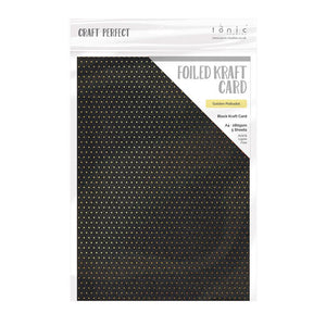 Craft Perfect - Foiled Kraft Card - Golden Polkadot - A4 (5/pk) - tonicstudios
