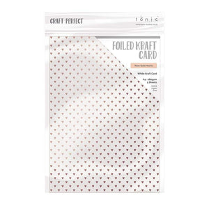 Craft Perfect - Foiled Kraft Card - Rose Gold Hearts - A4 (5/pk) - tonicstudios
