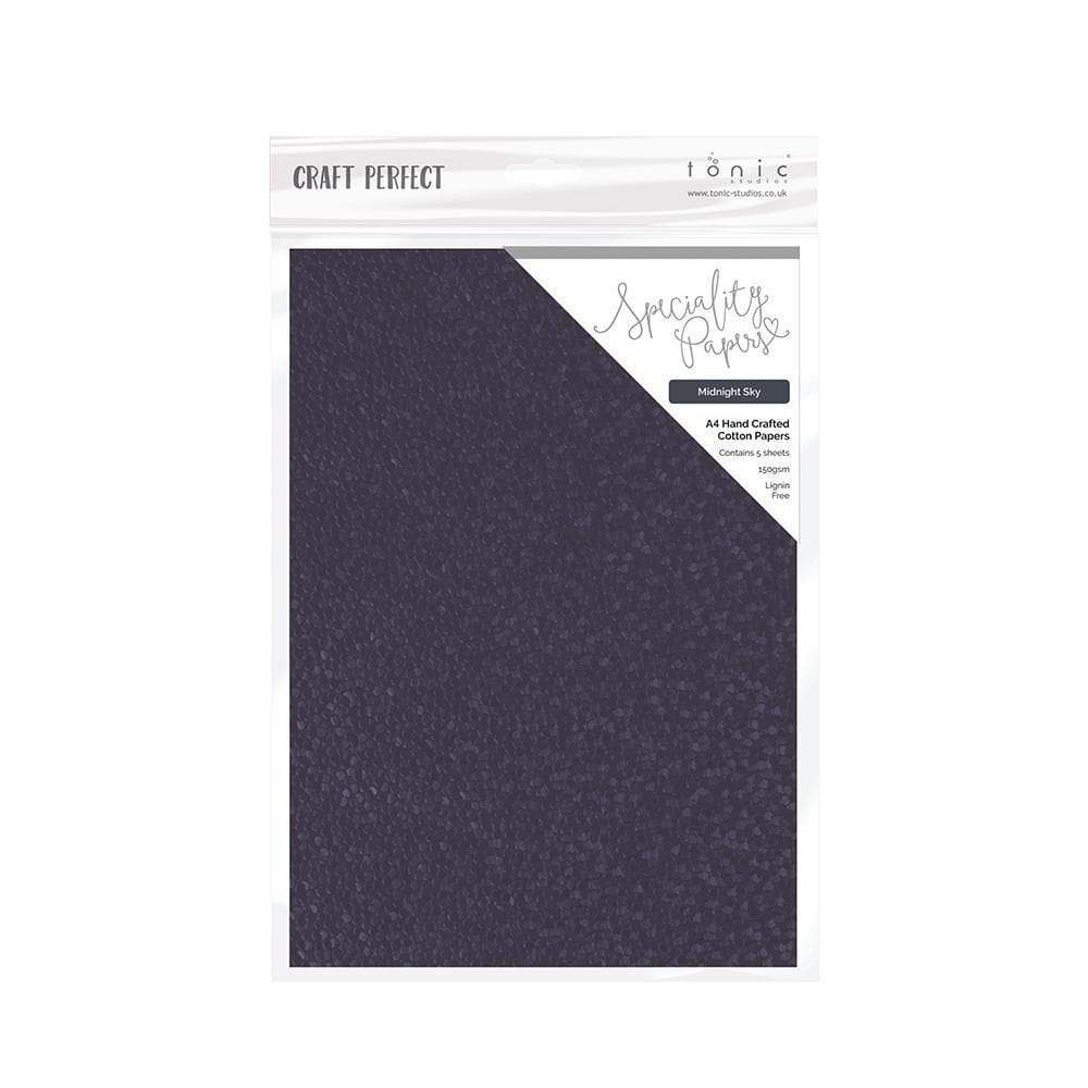 Craft Perfect - Speciality Card - Hand Crafted Cotton A4 - Midnight Sky (5/PK) - 9885e