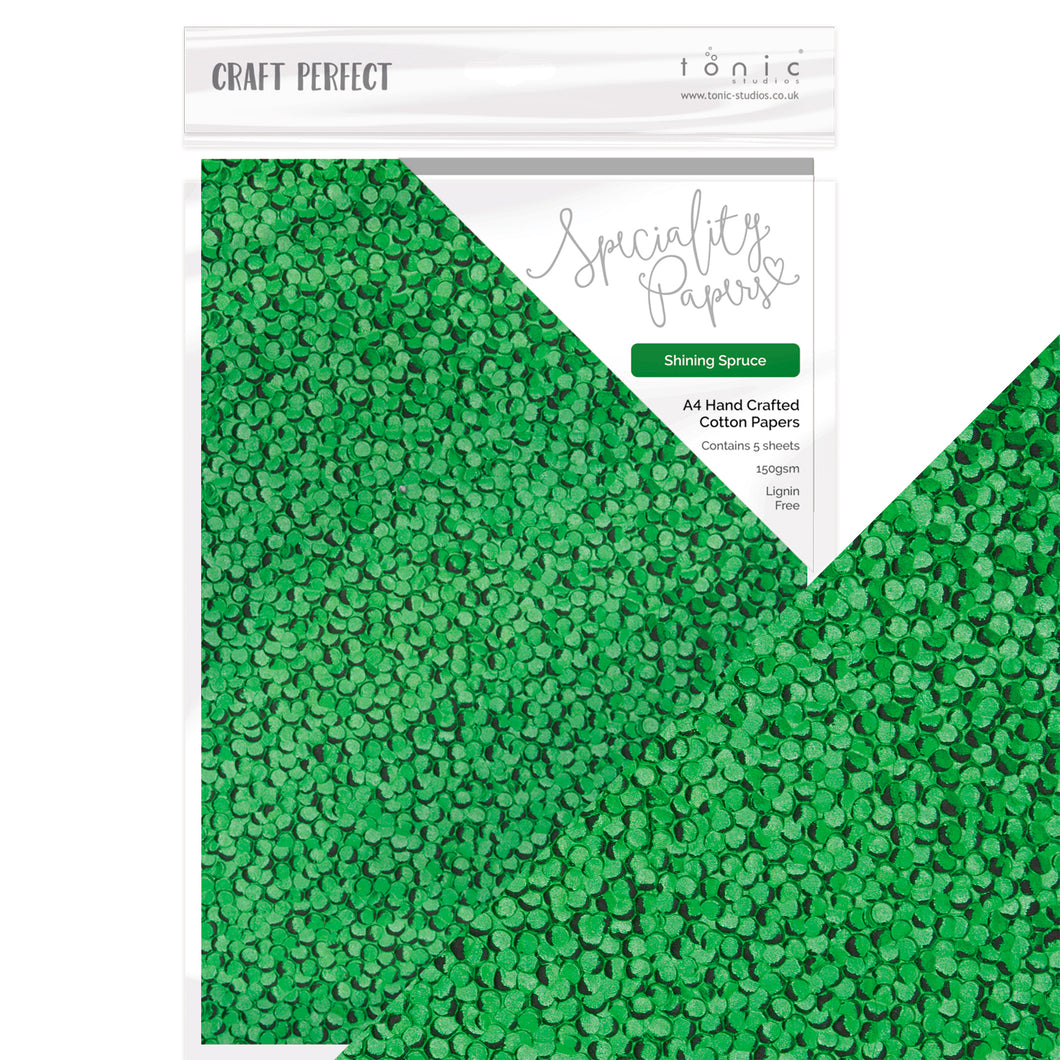 Craft Perfect - Speciality Paper - Hand Crafted Cotton - Shining Spruce - A4 (5/PK) - 150gsm - 9892E
