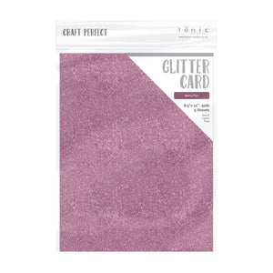 Craft Perfect - Glitter Card 8.5"x11" - Berry Fizz (5/Pk) - 9972e