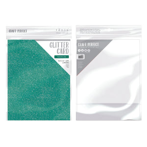 Craft Perfect - Glitter Card 8.5"x11" - Turquoise Lake (5/Pk) - 9974e