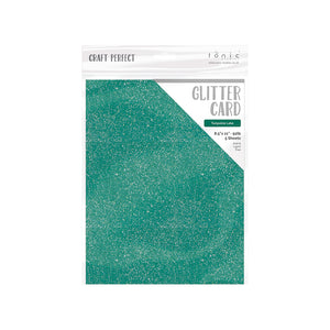 Craft Perfect - Glitter Card 8.5"x11" - Turquoise Lake (5/Pk) - 9974e