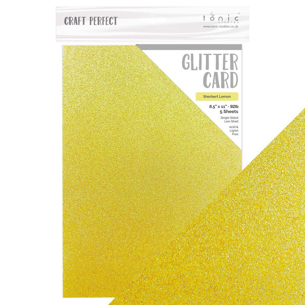 Craft Perfect - Glitter Card - Sherbet Lemon - 8.5
