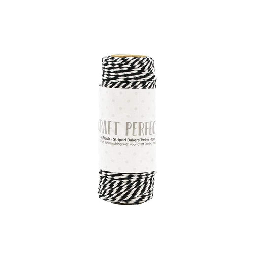 Craft Perfect - Striped Bakers Twine - Jet Black - (2mm/25m) - 9981e - tonicstudios