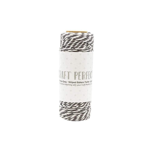 Craft Perfect - Striped Bakers Twine - Pewter Grey - (2mm/25m) - 9982e - tonicstudios