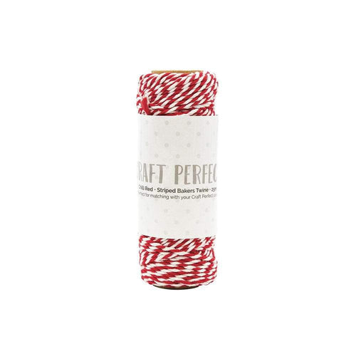 Craft Perfect - Striped Bakers Twine - Chilli Red - (2mm/25m) - 9984e - tonicstudios