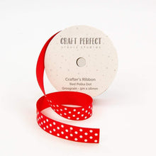 Load image into Gallery viewer, Craft Perfect Ribbon Craft Perfect - Ribbon - Dotted Grosgrain - Red Polka Dot - 8981E
