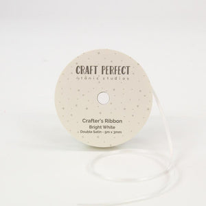 Craft Perfect Ribbon Craft Perfect - Ribbon - Double Face Satin - Bright White - 3mm - 8976E