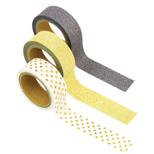 Craft Perfect Washi Tape Craft Perfect - Washi Tape - All That Glitters  - (15mm/5m) - 3 Rolls - 9325E