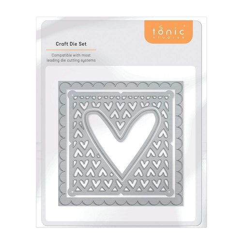 Tonic Studios Die Cutting Tonic Studios - Cutesy Heart Patchwork Square Die Set  - 4423E